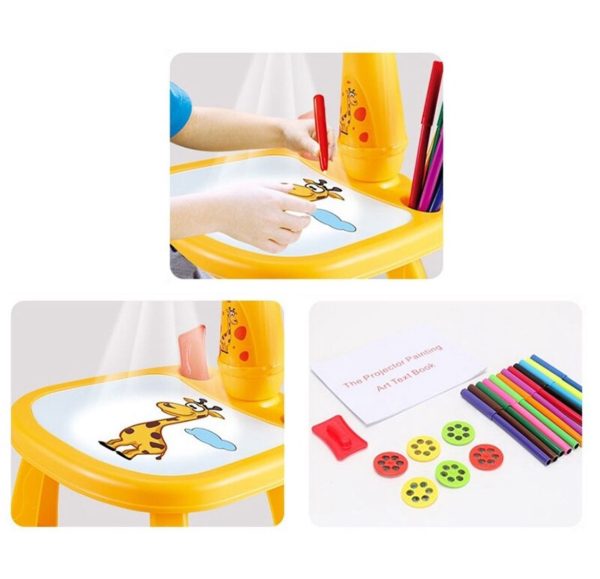Giraffe Small Size Art Drawing Board Leds Projector Light Toy Children Kids Painting Table Small Desk
