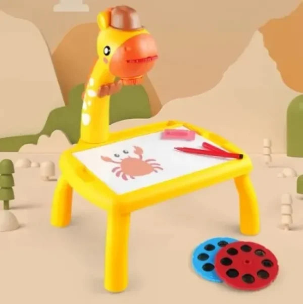 Giraffe Small Size Art Drawing Board Leds Projector Light Toy Children Kids Painting Table Small Desk